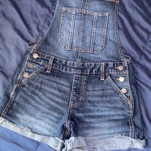 Denim overall shorts